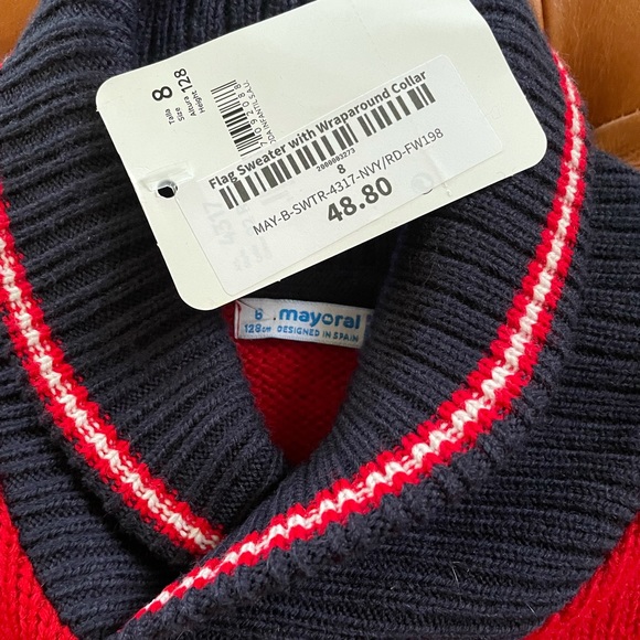 Mayoral Flag Knit Pull Over Sweater Red/Navy -NWT - Picture 7 of 7